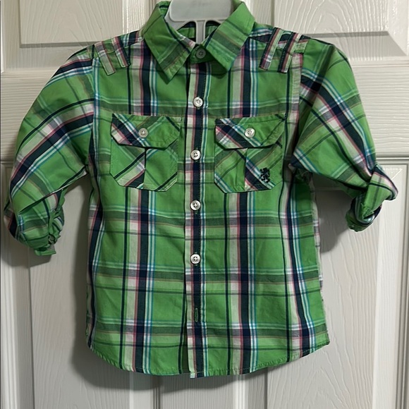 English Laundry Green and Blue Plaid Button Down Shirt - Picture 1 of 4